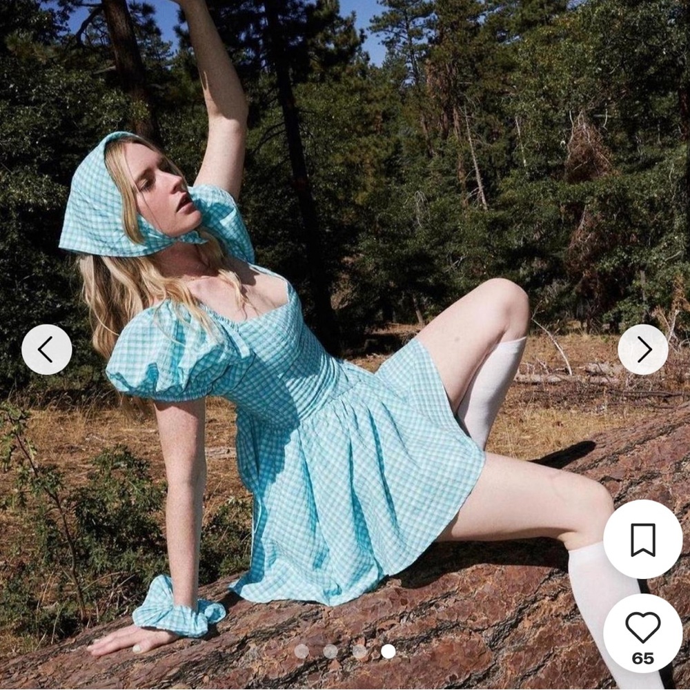FASHION BRAND COMPANY blue gingham virgin mini dress!! size 2X
